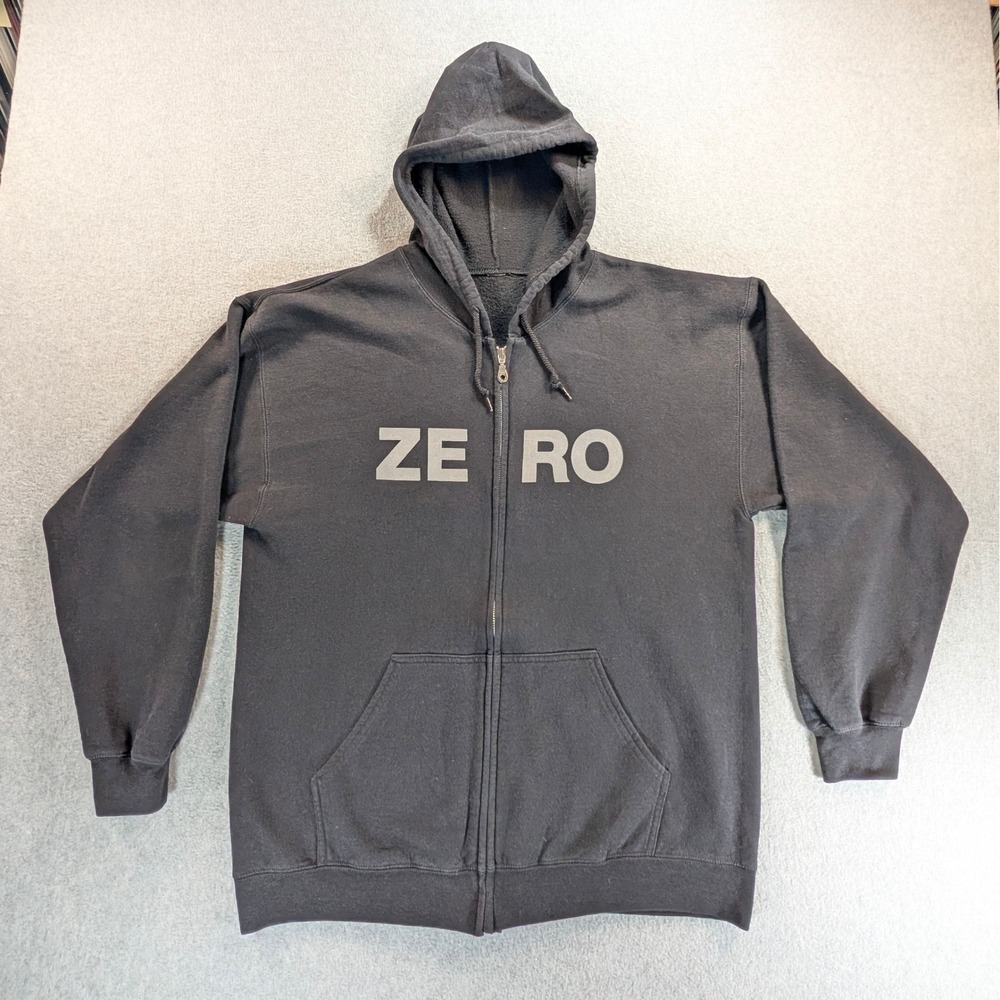 Zero Skateboards Mens Zip Up Hoodie Black Logo Graphic Fleece Sweatshirt XL